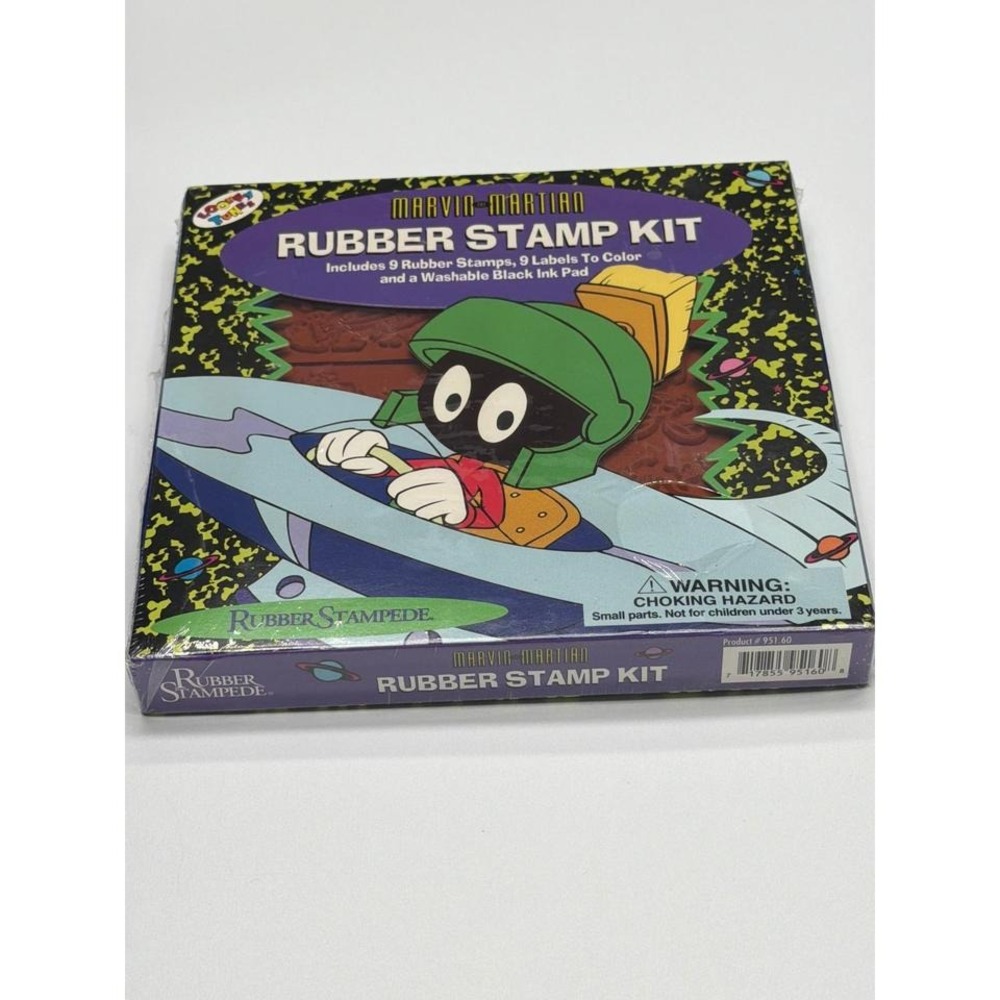 Vintage 1995 Marvin the Martian‎ Rubber Stamp Kit Looney Tunes Rubber Stamp NWT